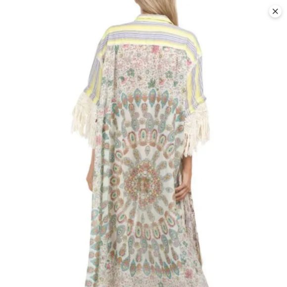 FREE PEOPLE Watching Waves Maxi Lounge Shirt Robe Cover-up XS S M - Picture 3 of 6